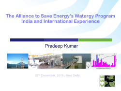 The Alliance to Save Energy`s WatergyProgram India and