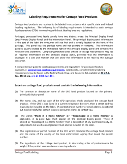 Labeling Requirements for Cottage Food Products
