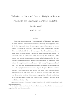 Collusion or Historical Inertia: Weight vs Sucrose Pricing in the