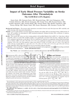 Impact of Early Blood Pressure Variability on Stroke Outcomes After