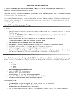CSI Training: Chemical Properties OL In order to