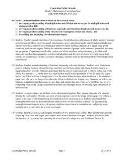 Cambridge Public Schools Grade 3 Mathematics Curriculum Map