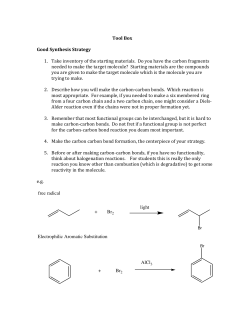 Tool Box Good Synthesis Strategy 1. Take inventory of the starting