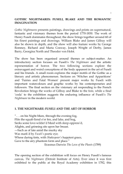 GOTHIC NIGHTMARES: FUSELI, BLAKE AND THE ROMANTIC