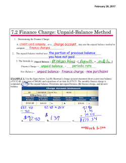 7.2 Finance Charge: Unpaid-Balance Method