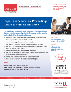 Experts in Family Law Proceedings