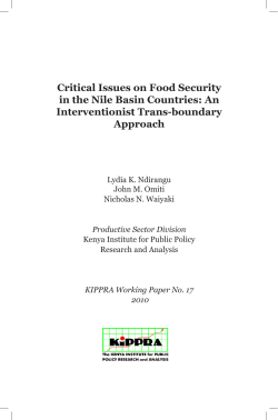 Critical Issues on Food Security in the Nile Basin Countries