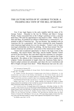 The Lecture Notes of St. George Tucker: A Framing Era View of the