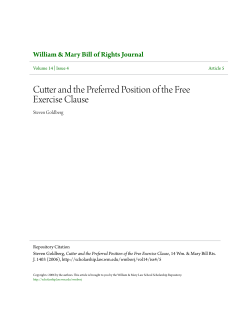 Cutter and the Preferred Position of the Free Exercise Clause
