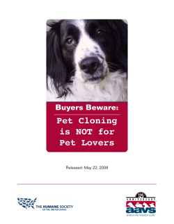 Pet Cloning is NOT for Pet Lovers