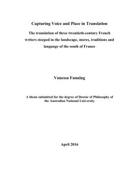 Capturing Voice and Place in Translation Vanessa Fanning