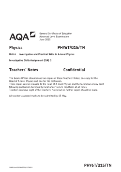 A-level Physics Teacher notes Unit 06T - (Q15) ISA June 2015
