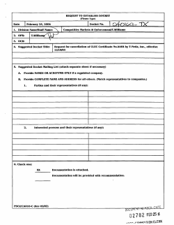 February 26,2004 Docket No. T.Willlam 4. Suggested Docket &ldquo;itler 5