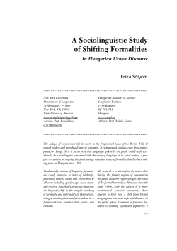 A Sociolinguistic Study of Shifting Formalities
