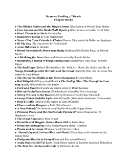 Summer Reading 2​nd​ Grade Chapter Books The Hidden Stairs