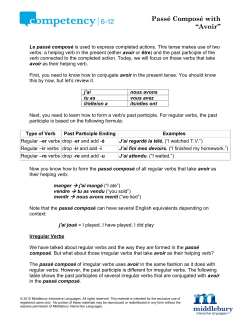 Pass&eacute; Compos&eacute; with &ldquo;Avoir&rdquo;