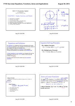 171S1.5p Linear Equations, Functions, Zeros and Applications