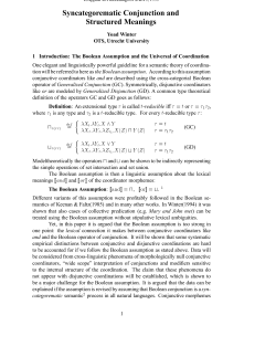 Syncategorematic Conjunction and Structured