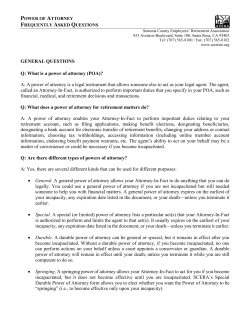 Power of Attorney FAQs - Sonoma County Employees` Retirement