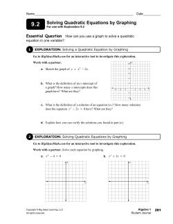 Solving Quadratic Equations by Graphing