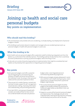 Joining up health and social care personal budgets