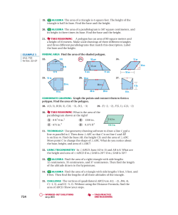 ALGEBRA The area of a triangle is 4 square feet. The