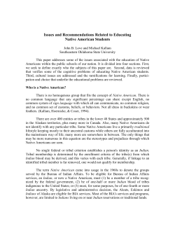 Issues and Recommendations Related to Educating Native