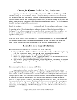Flowers for Algernon Analytical Essay Assignment