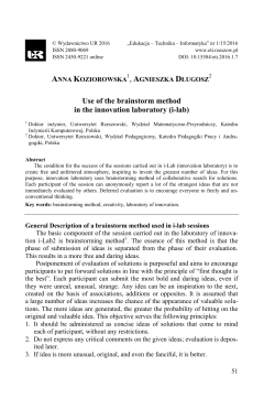 Use of the brainstorm method in the innovation laboratory (i