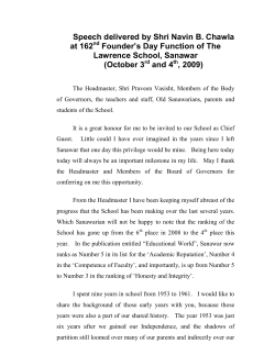 Speech delivered by Shri Navin B. Chawla at 162 nd Founder`s Day