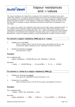 Vapour resistances and &micro;-values