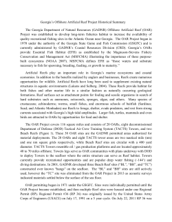 Offshore Artificial Reef Project Historical Summary