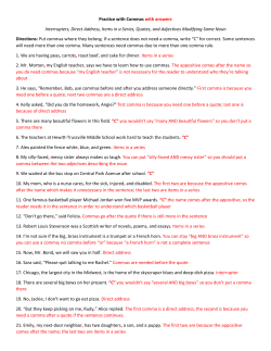 Practice with Commas with answers Interrupters, Direct Address