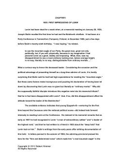 First Impressions of Lenin