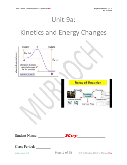 Unit 9a: Kinetics and Energy Changes