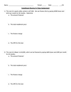 Date: ______ ___/36 Installment Buying In Class