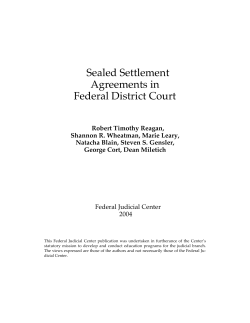 Sealed Settlement Agreements in Federal District Court (2004)