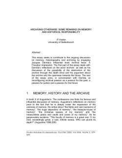 1 memory, history and the archive