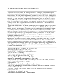 The Sadler Report: Child Labor in the United Kingdom, 1832 By the