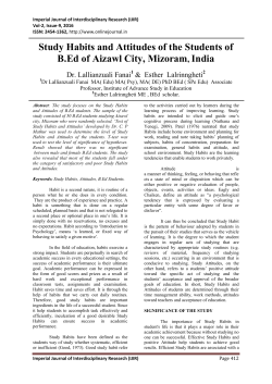Study Habits and Attitudes of the Students of B.Ed of Aizawl