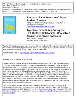 Argentine Catholicism During the Last Military Dictatorship