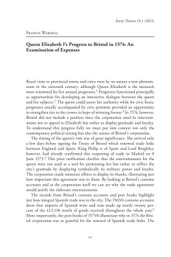 Queen Elizabeth I`s Progress to Bristol in 1574: An