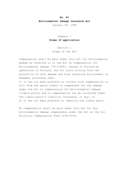 No. 81 Environmental Damage Insurance Act January 30, 1998
