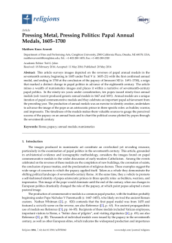 Pressing Metal, Pressing Politics: Papal Annual Medals, 1605&ndash;1700