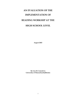 an evaluation of the implementation of reading workshp at the