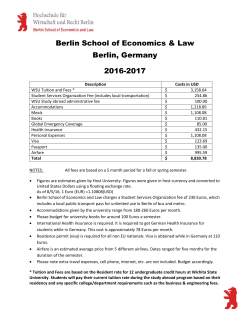 Estimated Costs 2016-2017 for the Berlin School of Economics and