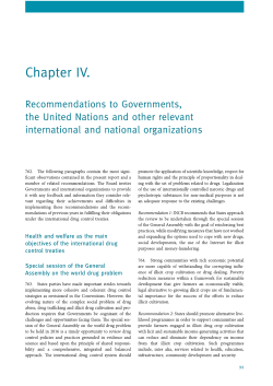 Recommendations to Governments, the United Nations and