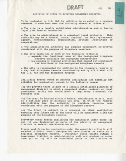 Addition of Sites to Existing Biosphere Reserves