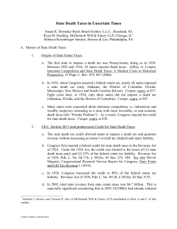 State Death Taxes in Uncertain Times