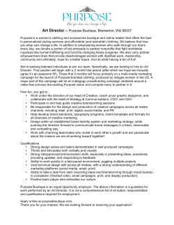 Art Director &ndash; Purpose Boutique, Bremerton, WA 98337